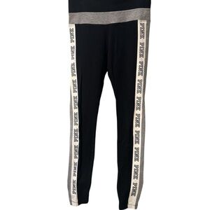 PINK Victoria's Secret Black and Gray Leggings Size M, Pre-Owned EUC